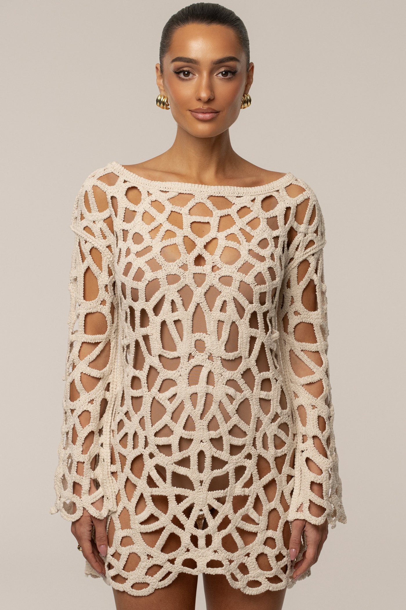 Ecru Seaside Crochet Cover Up - VELIA
