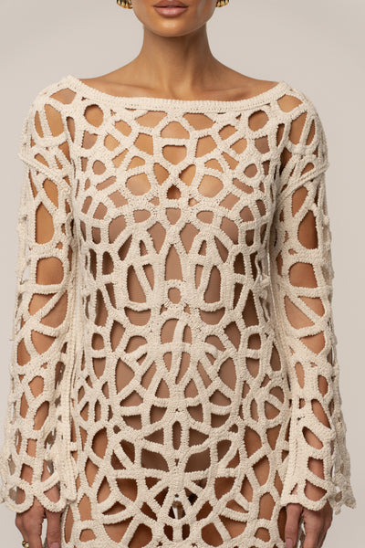 Ecru Seaside Crochet Cover Up - VELIA
