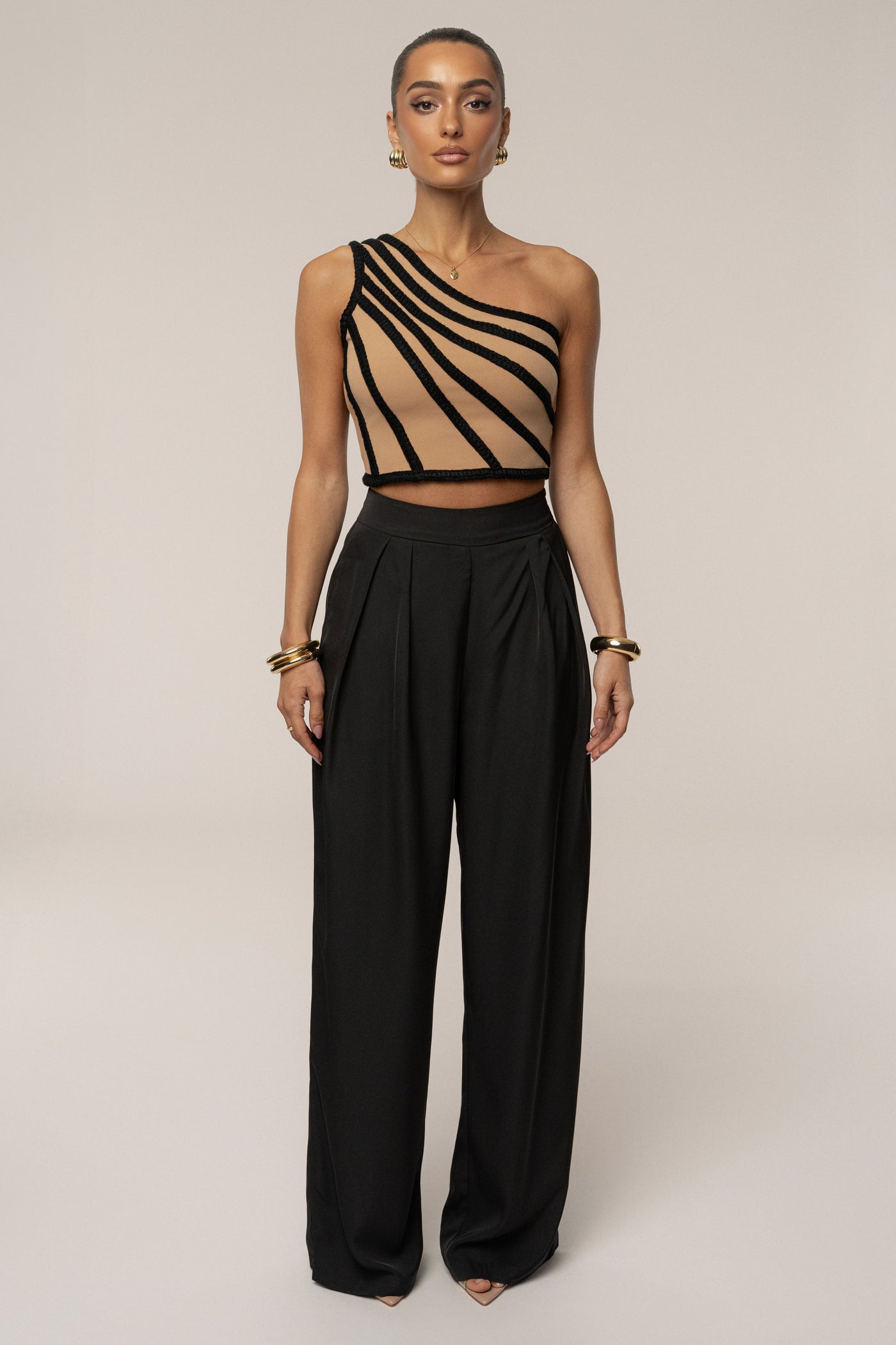 Black Braided One Shoulder Top - VELIA