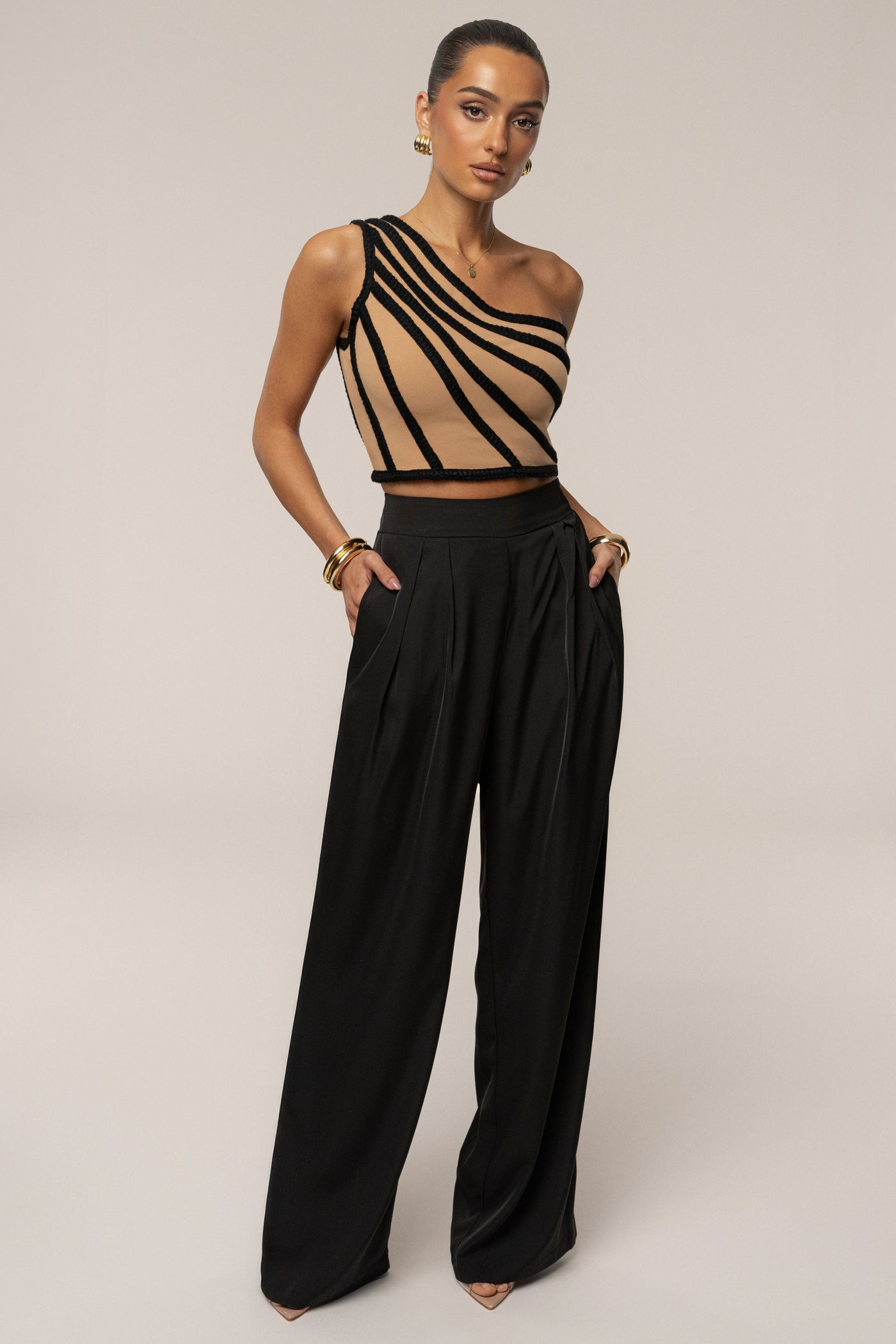 Black Braided One Shoulder Top - VELIA