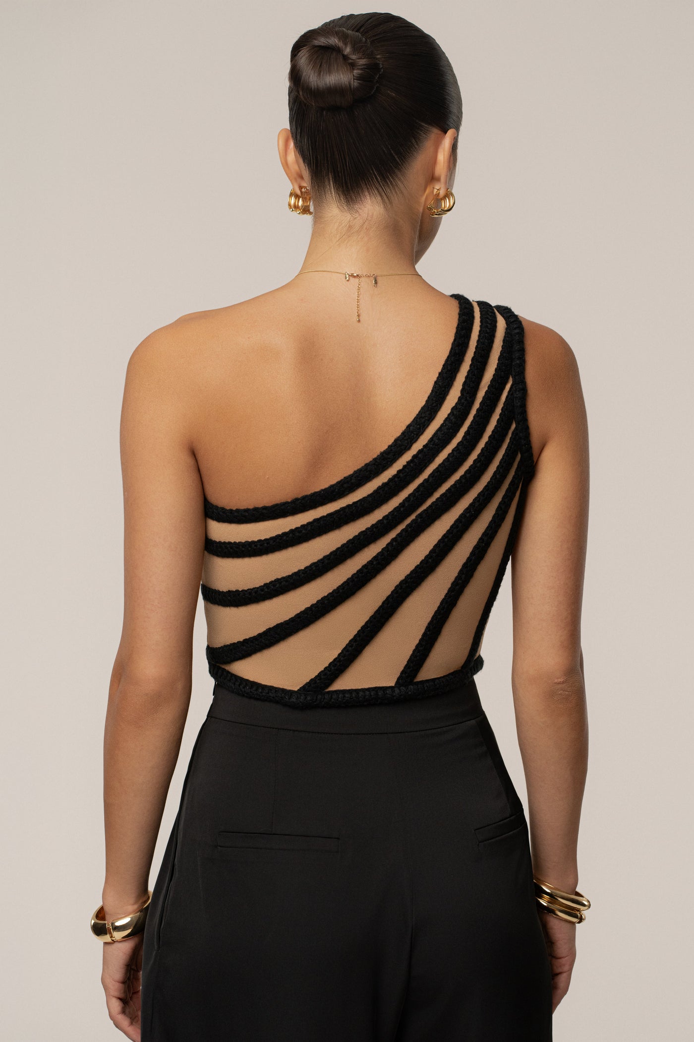 Black Braided One Shoulder Top - VELIA