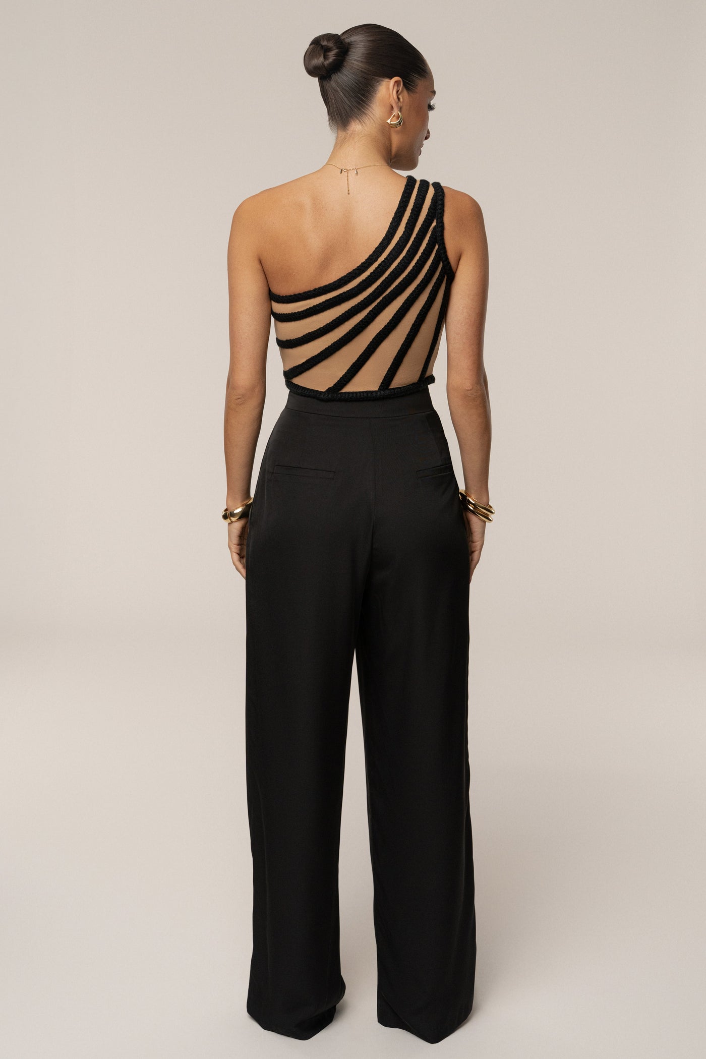Black Braided One Shoulder Top - VELIA