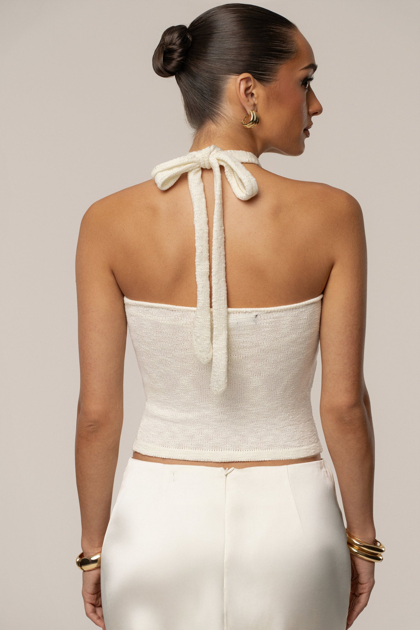 Ivory Ocean Front Halter Top - VELIA