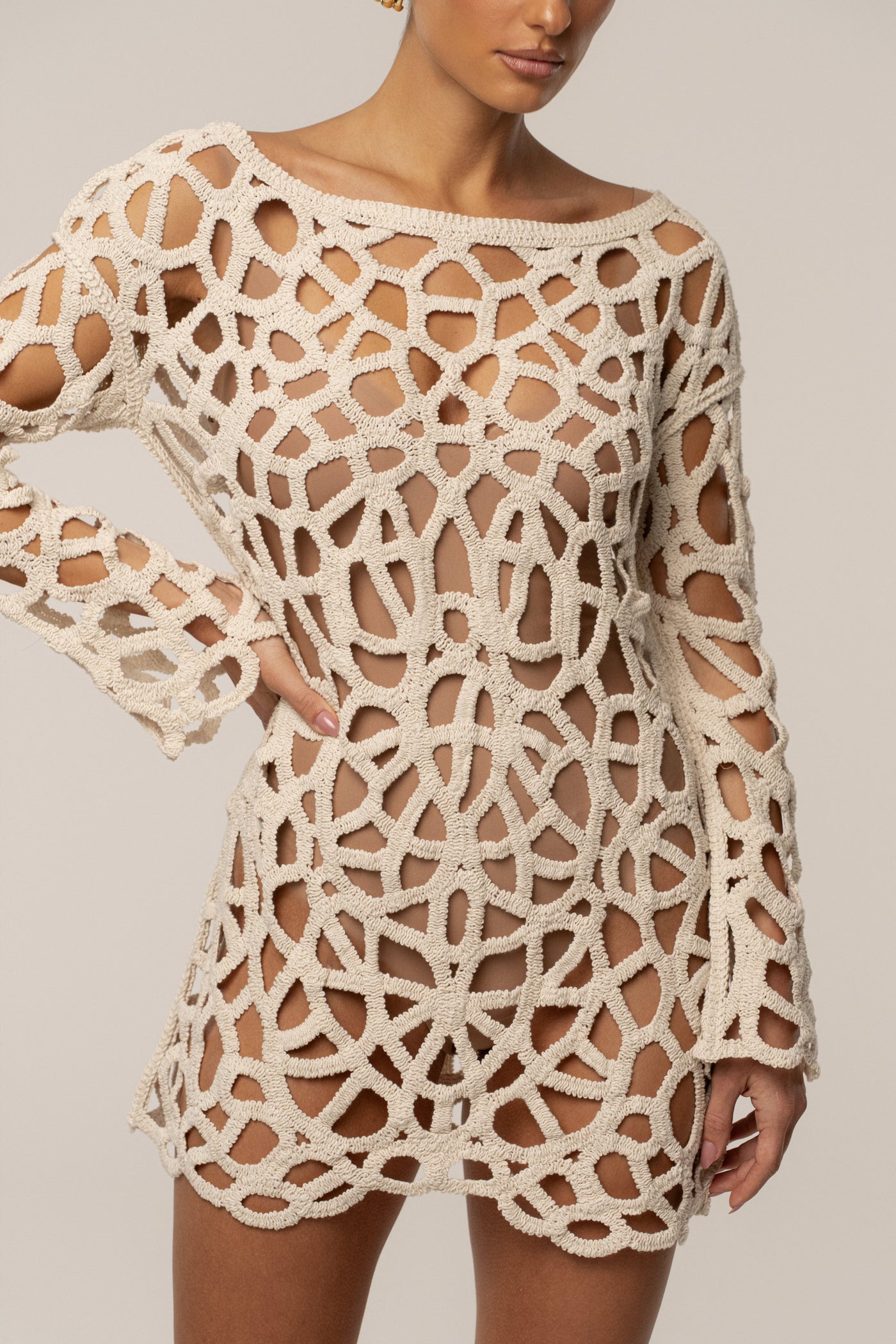 Ecru Seaside Crochet Cover Up - VELIA