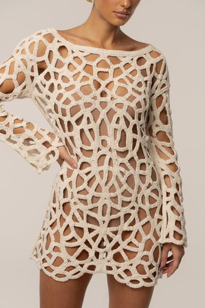 Ecru Seaside Crochet Cover Up - VELIA