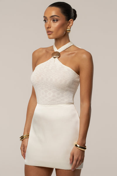 Ivory Ocean Front Halter Top - VELIA