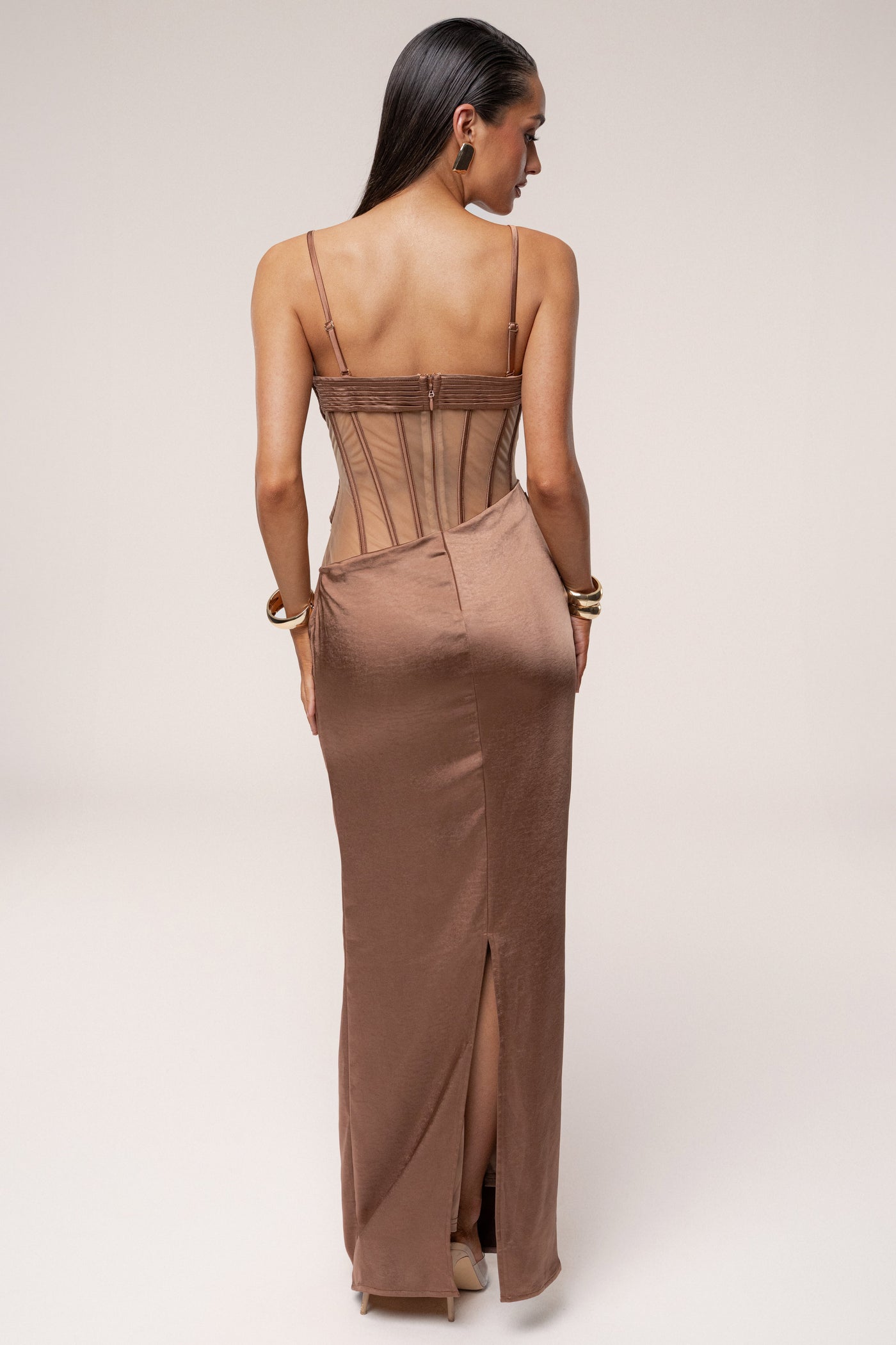 Bronze Golden Hour Corset Maxi Dress - VELIA