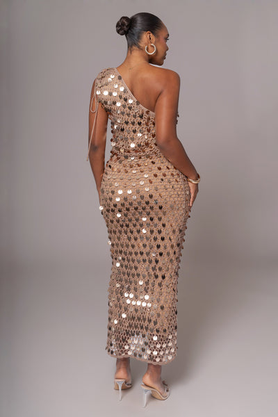 Beige Opulent Sunsets Maxi Dress - VELIA