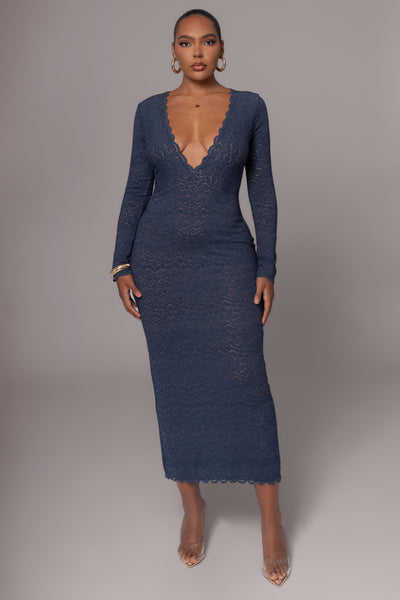 Navy Reunited Maxi Dress - VELIA