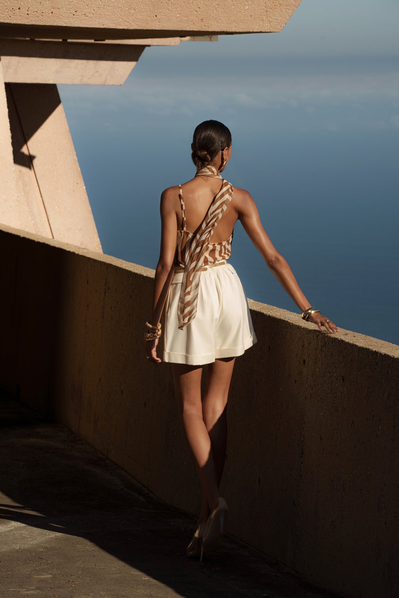 Brown Mave Print Halter Top - Velia
