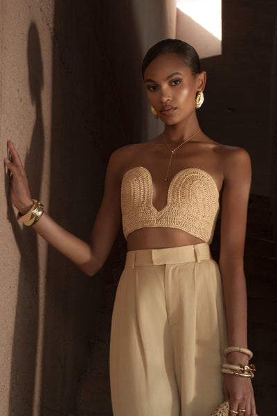 Beige Sail Away Texture Bustier - Velia