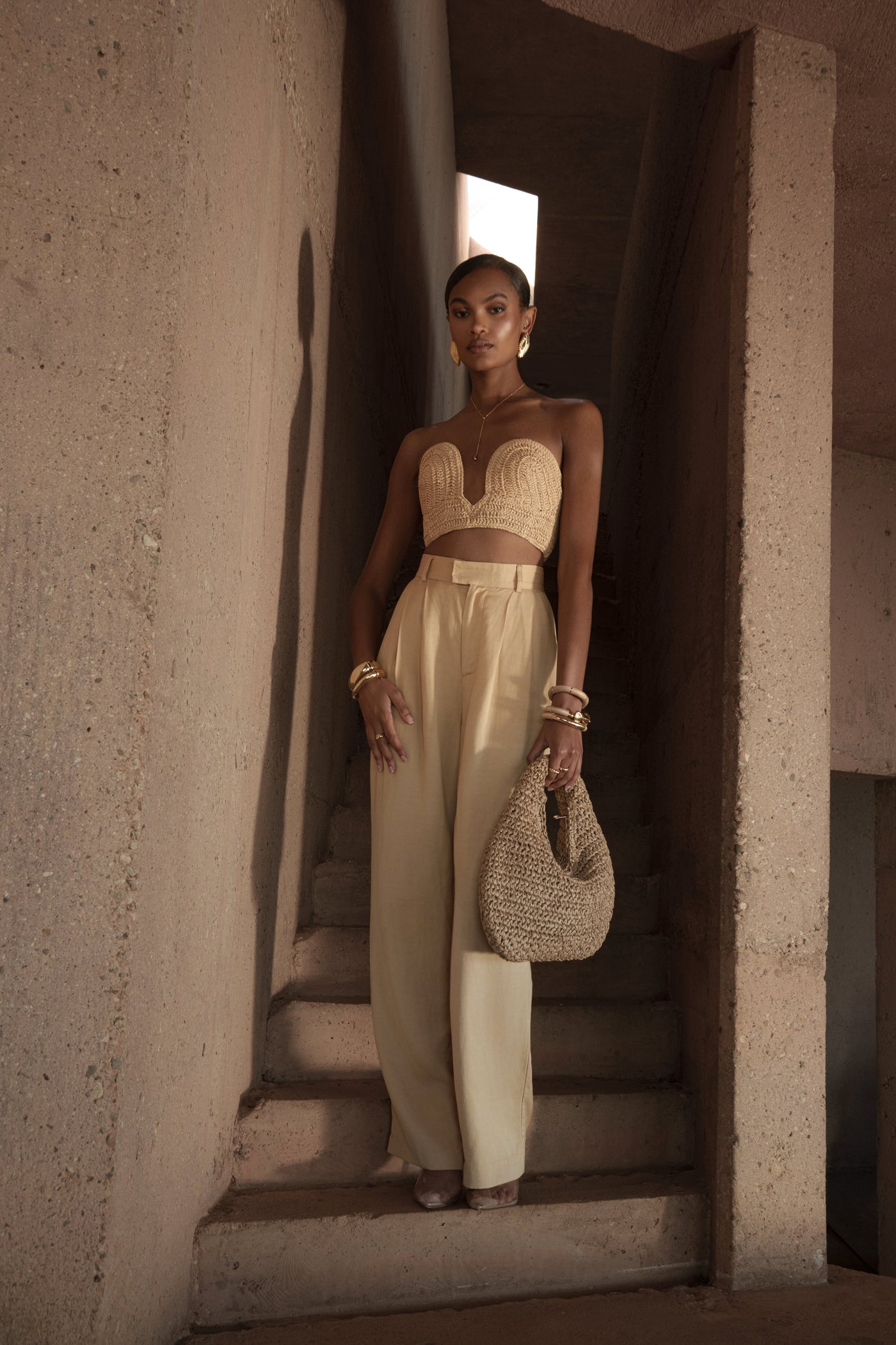 Beige Sail Away Texture Bustier - Velia