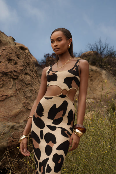 Leopard Zahara Print Maxi Dress - Velia