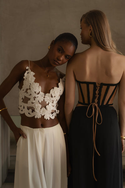 White Anahi Embroidered Top - VELIA