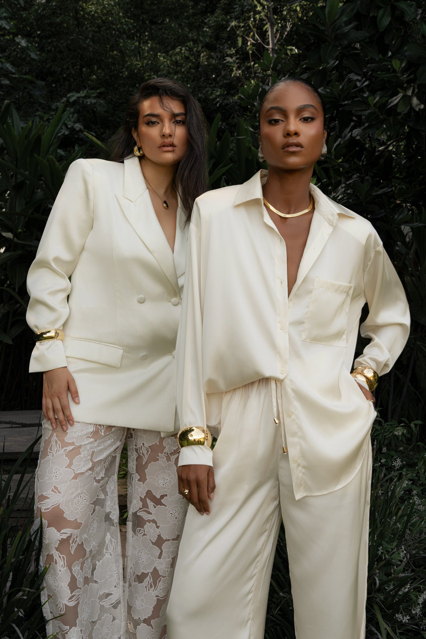 Ivory Island Ease Collared Satin Top - VELIA