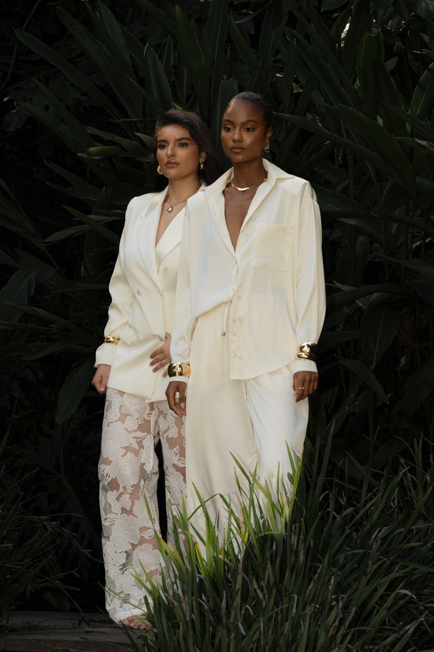 Ivory Island Ease Collared Satin Top - VELIA